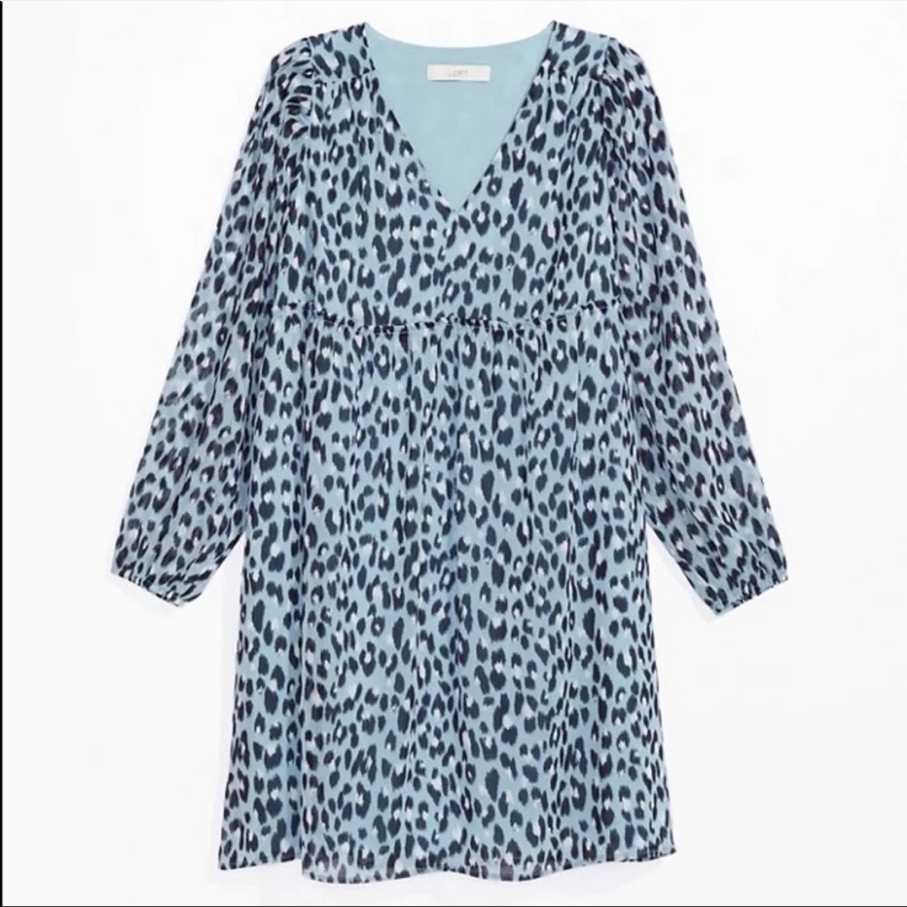 Loft Leopard V-Neck Babydoll Dress